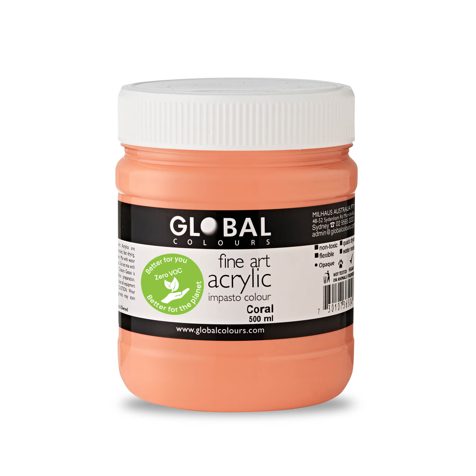 Global Colours Coral EcoFriendly Fine Art Acrylic Artist Paint 500ml