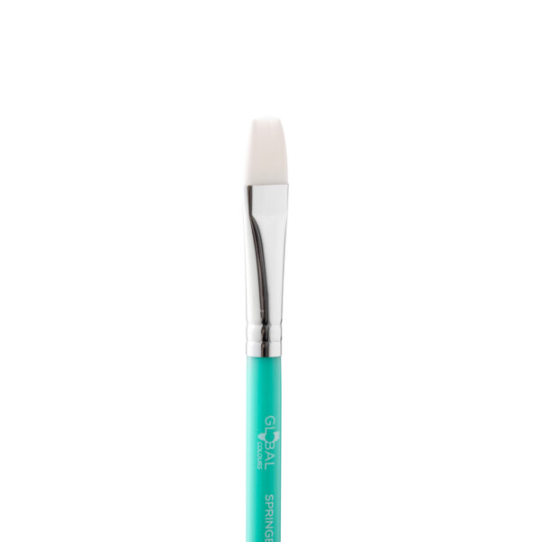 Global Colours Flat 1/2 inch Springback Artist & BodyArt Paint Brush - Taklon Bristles, Resin Handle, Vegan Friendly